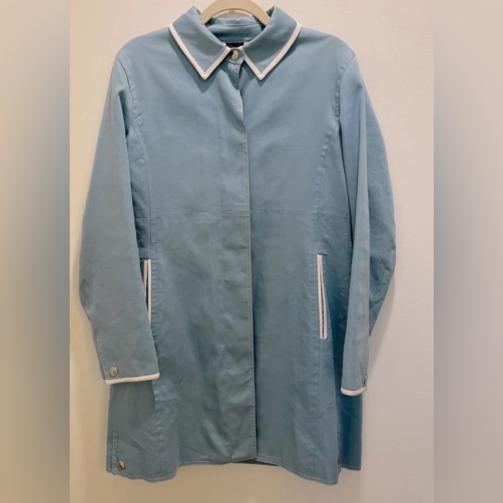 COACH LEATHERWARE 1941 Trench Vintage Long Line Dusty Blue Coat Size 12